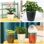 KvyusFlourish Self-Watering Pots for Indoor Plants, 6-Pack 6.7'' Self Watering Planter with Drainage Holes, Small African Violet Pots with Water Indicator, Clear Wick Pot, Black