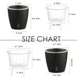 KvyusFlourish Self-Watering Pots for Indoor Plants, 6-Pack 6.7'' Self Watering Planter with Drainage Holes, Small African Violet Pots with Water Indicator, Clear Wick Pot, Black