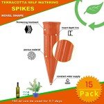 TKSCUSR Plant Self-Watering Stakes-15 Pack Terracotta Automatic Plant Waterer Devices Auto-Water Irrigation System for Indoor/Outdoor Plants