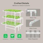 VIVOSUN Hydroponics Growing System 108 Plant Sites, 3 Layers 12 Food-Grade PVC-U Pipes Gardening System Grow Kit with Water Pump Timer, Nest Basket and Sponge for Leafy Vegetables