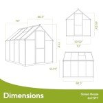 VIWAT 6x7.5 FT Greenhouse for Outdoors, Polycarbonate Greenhouse with Quick Setup Structure and Roof Vent, Aluminum Large Walk-in Greenhouse for Outside Garden Backyard, Black, VGH0607BG
