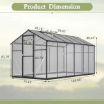 6x12 FT Polycarbonate Greenhouse, Upgraded Green House with Double Flush Door, Heavy Duty Green Houses with Rain Gutter and Ventilation Window, Walk-in Large Winter Greenhouse for Backyard, Black