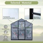 6x12 FT Polycarbonate Greenhouse, Upgraded Green House with Double Flush Door, Heavy Duty Green Houses with Rain Gutter and Ventilation Window, Walk-in Large Winter Greenhouse for Backyard, Black