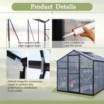 6x12 FT Polycarbonate Greenhouse, Upgraded Green House with Double Flush Door, Heavy Duty Green Houses with Rain Gutter and Ventilation Window, Walk-in Large Winter Greenhouse for Backyard, Black
