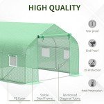Outsunny 12' x 10' x 7' Outdoor Walk-in Greenhouse, Tunnel Green House with Roll-up Windows, Zippered Door, PE Cover, Heavy Duty Steel Frame, Green