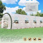 AMERLIFE 36x10x7.5 FT Large Walk-in Tunnel Greenhouse for Outdoors with Watering System 2 Zipper Doors, Heavy Duty Greenhouse Upgraded Galvanized Steel Frame 12 Vents, Green/White