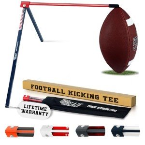 True Strike Pro Football Kicking Tee - Ultimate Football Tee Compatible with All Ball Sizes, Bonus Goal Kicking Tracker, Field Goal Football Holder