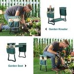 SONGMICS Garden Kneeler and Seat, Multifunctional Garden Kneeling Bench, Gardening Gifts for Women Men, Folding Gardening Stool, with 2 Tool Bags, 6-Inch Wide Kneeling Pad, Dark Green UGGK50L