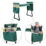 SONGMICS Garden Kneeler and Seat, Multifunctional Garden Kneeling Bench, Gardening Gifts for Women Men, Folding Gardening Stool, with 2 Tool Bags, 6-Inch Wide Kneeling Pad, Dark Green UGGK50L