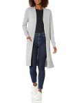 Amazon Essentials Women's Lightweight Longer Length Cardigan Sweater (Available in Plus Size), Light Grey Heather, Large