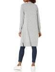 Amazon Essentials Women's Lightweight Longer Length Cardigan Sweater (Available in Plus Size), Light Grey Heather, Large