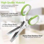 2025 Upgraded Herb Scissors, Effortless Herb Shears Cutter Tool with Sharp Stainless Steel Blades for Fresh Herbs, Must-Have Kitchen & Cooking Gadget, Green