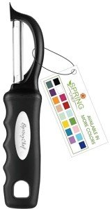 Spring Chef Premium Swivel Vegetable Peeler, Soft Grip Handle and Ultra Sharp Stainless Steel Blades - Perfect Kitchen Peeler For Veggie, Fruit, Potato, Carrot, Apple - Black