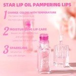 BANGFENG Magic Color Changing Moisturizing Lip Glow Oil Plumping Glimmer Glow Lipstick, Hydrating Lip Gloss Lip Balm Transparent Lip Care, Long Lasting Moisturizing Non-sticky Fresh Texture Lip Oil