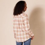 Women's Lightweight Plaid Flannel Shirt - Ecru Pink