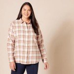 Women's Lightweight Plaid Flannel Shirt - Ecru Pink