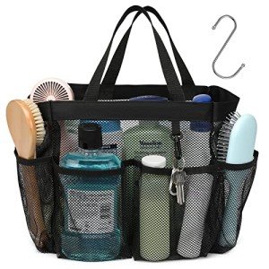 F-color Mesh Shower Caddy with 7 Pockets - Black