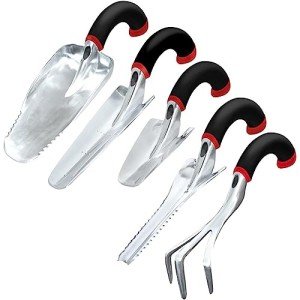 Ergonomic Red Garden Hand Tool Set