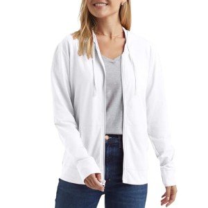 Hanes Women's White Slub Hoodie - Small