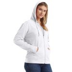 Hanes Women's White Slub Hoodie - Small