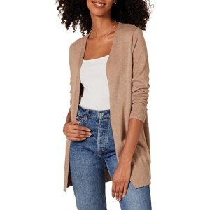 Women's Lightweight Open-Front Cardigan - Camel Heather