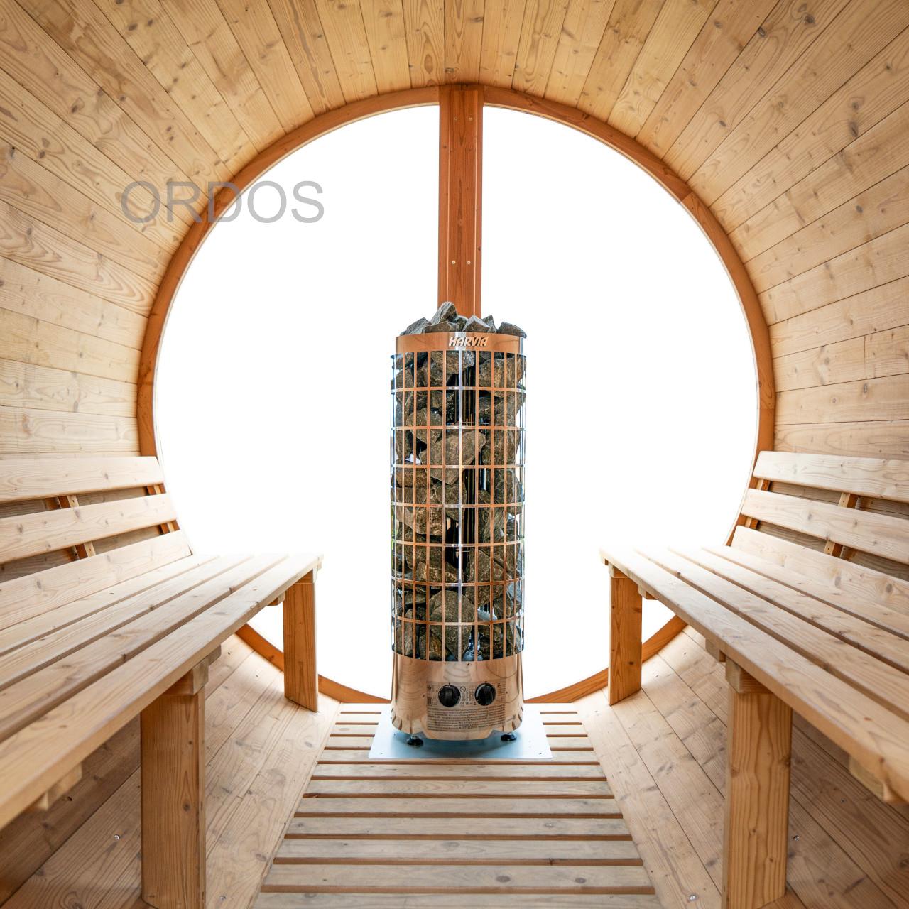 Outdoor Barrel Sauna with Wood Burning Heater
