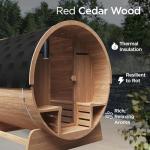 ALEKO 4-Person Cedar Barrel Sauna with Canopy