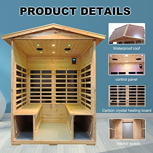 4-Person Far Infrared Wooden Sauna with Bluetooth