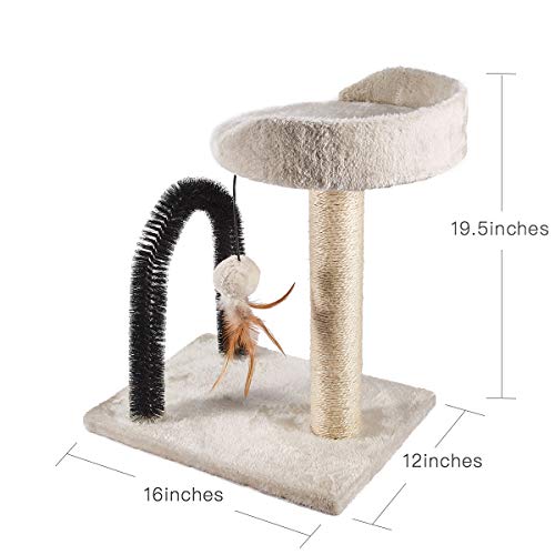 PEEKAB Cat Scratching Post with Cat Tower Tree and Cats Arch Self Groomer Massager Brush Kitty Ball Toys for Kittens and Small Cats
