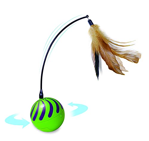 SmartyKat Feather Whirl Electronic Motion Cat Toy, As Seen On TV (9621), green