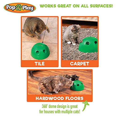Pop N Play Interactive Motion Cat Toy, Includes: Electronic Smart Random Moving Feather & Mouse Teaser, Mouse Squeak Sound Optional & Auto Shut Off. Best Cat Toy Ever!