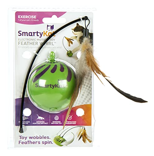 SmartyKat Feather Whirl Electronic Motion Cat Toy, As Seen On TV (9621), green