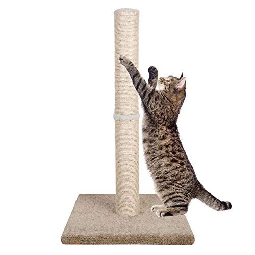 Dimaka 29" Tall Cat Scratching Post, Claw Scratching Sisal Post with Carpet Base, for Kittens and Cats?Vertical Scratch [Full Strectch] (Beige/Yellow)