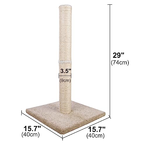 Dimaka 29" Tall Cat Scratching Post, Claw Scratching Sisal Post with Carpet Base, for Kittens and Cats?Vertical Scratch [Full Strectch] (Beige/Yellow)