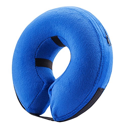 BENCMATE Protective Inflatable Collar for Dogs and Cats - Soft Pet Recovery Collar Does Not Block Vision E-Collar (X-Small, Blue)