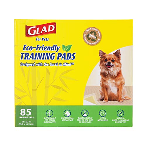 Glad for Pets Earth Friendly Bamboo Training Pads | Eco Friendly Puppy Pads for All Dogs | 85 Super Absorbent Puppy Training Pads, Deodorizing Dog Training Pads for Pets, Beige, Model Number: FF13710