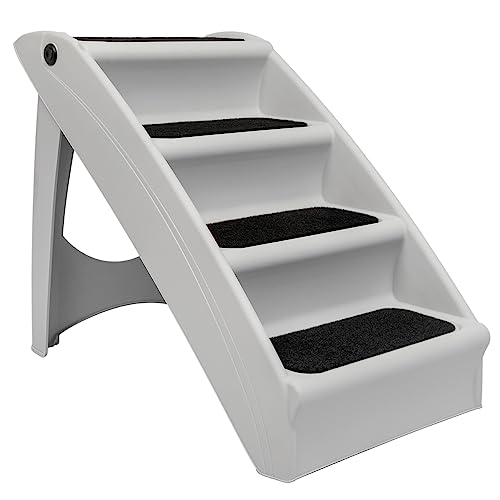 PetSafe CozyUp Folding Pet Steps - Lightweight and Easy to Carry - Protect Your Dog's Joints - High Traction Surface for No-Slip Access - Extra Large - Grey