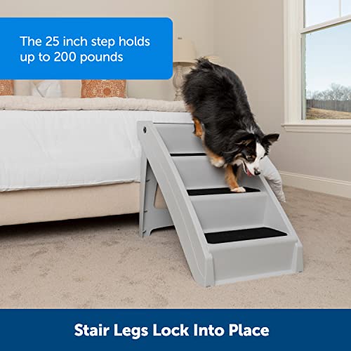 PetSafe CozyUp Folding Pet Steps - Lightweight and Easy to Carry - Protect Your Dog's Joints - High Traction Surface for No-Slip Access - Extra Large - Grey