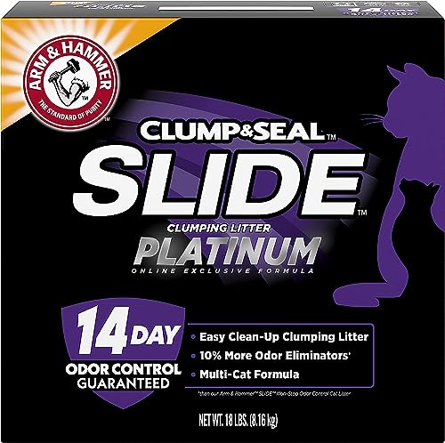 Arm & Hammer Platinum Slide Easy Clean-Up Clumping Cat Litter, Multi-Cat, 18 lbs (033200975168)