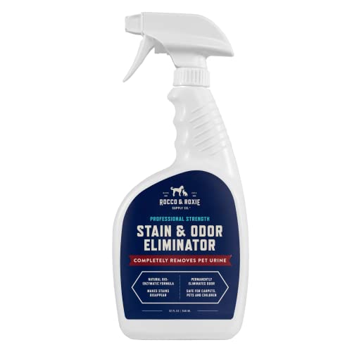 Rocco & Roxie Supply Professional Strength Stain and Odor Eliminator, Enzyme-Powered Pet Odor and Stain Remover for Dogs and Cat Urine, Spot Carpet Cleaner for Small Animal, 32 oz.