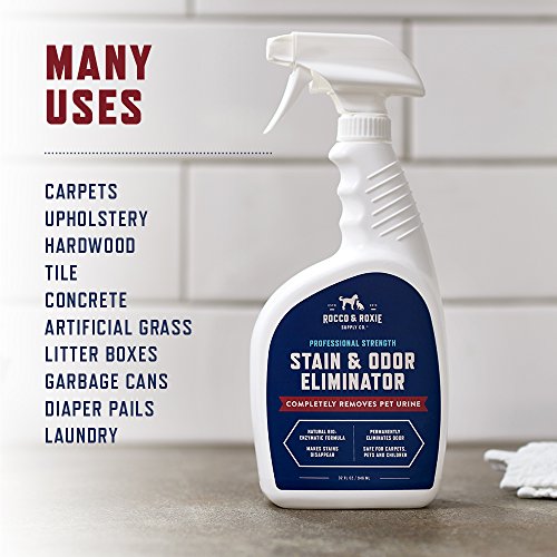 Rocco & Roxie Supply Professional Strength Stain and Odor Eliminator, Enzyme-Powered Pet Odor and Stain Remover for Dogs and Cat Urine, Spot Carpet Cleaner for Small Animal, 32 oz.
