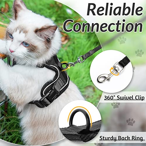 rabbitgoo Cat Harness and Leash for Walking, Escape Proof Soft Adjustable Vest Harnesses for Cats, Easy Control Breathable Reflective Strips Jacket, Black, XS (Chest: Chest: 13.5"-16")