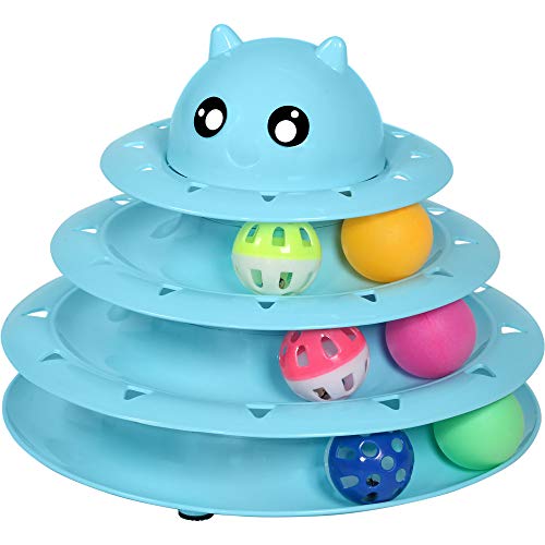 Cat Toy Roller Cat Toys 3 Level Towers Tracks Roller with Six Colorful Ball Interactive Kitten Fun Mental Physical Exercise Puzzle Toys
