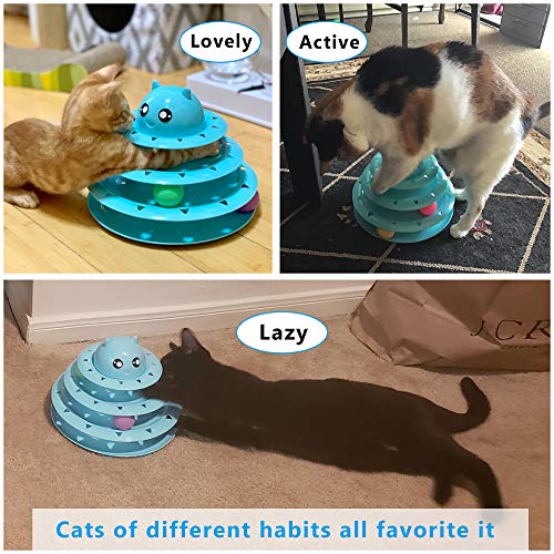 Cat Toy Roller Cat Toys 3 Level Towers Tracks Roller with Six Colorful Ball Interactive Kitten Fun Mental Physical Exercise Puzzle Toys