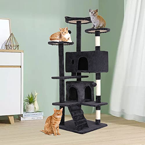 BestPet 54in Indoor Cat Tree Toy, Multi-Level Activity Center