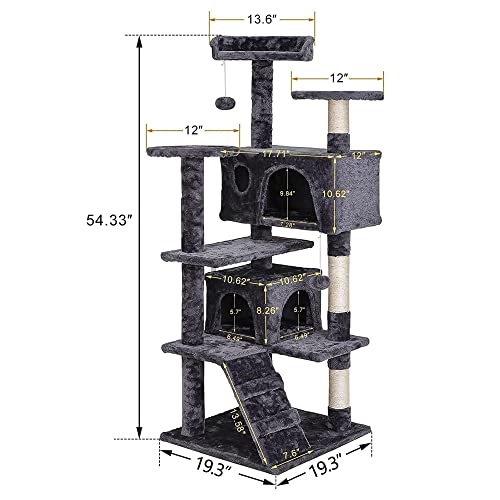 Multi-Level 54in Cat Tree Condo for Indoor Cats