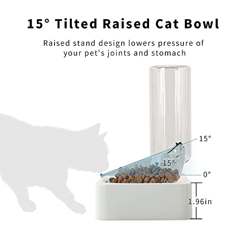 Marchul Tilted Cat Food Bowl with Feeding Mat