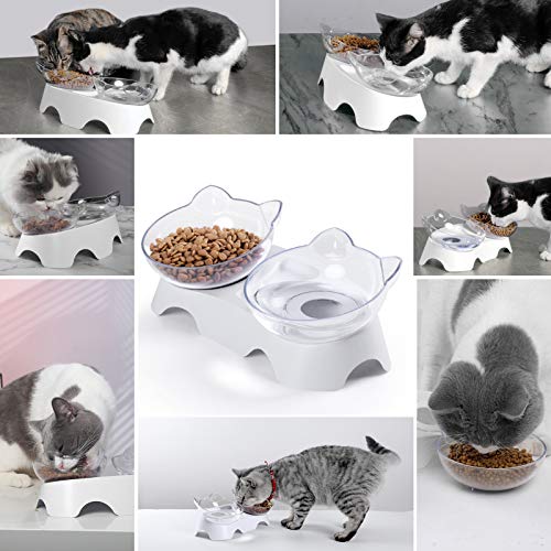 Elevated Tilted Cat Food Bowls for Indoor Cats