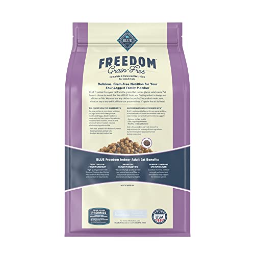 Blue Buffalo Freedom Grain Free Natural Indoor Adult Dry Cat Food, Chicken 5-lb.