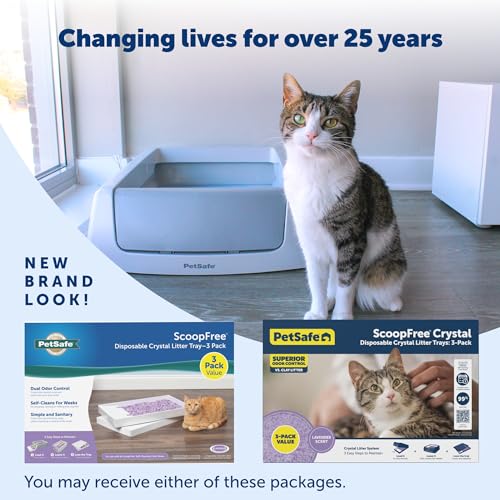 PetSafe ScoopFree Self-Cleaning Cat Litter Box Tray Refills with Lavender Non-Clumping Crystals - Pack of 3